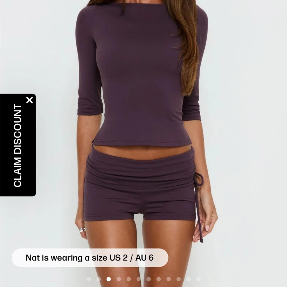 Purple Two-Piece Crop Top and Shorts Set